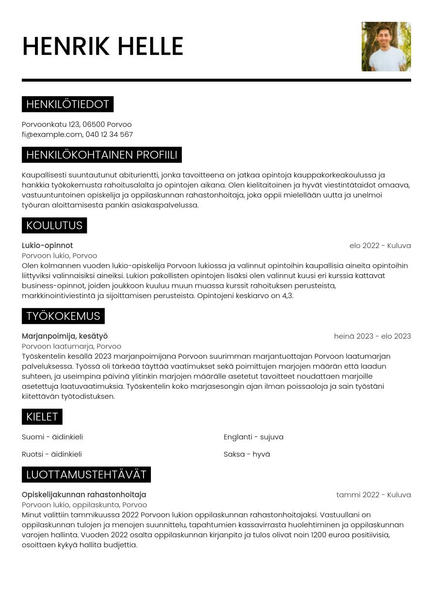 Miten Tehd CV Ilman Ty kokemusta CV fi